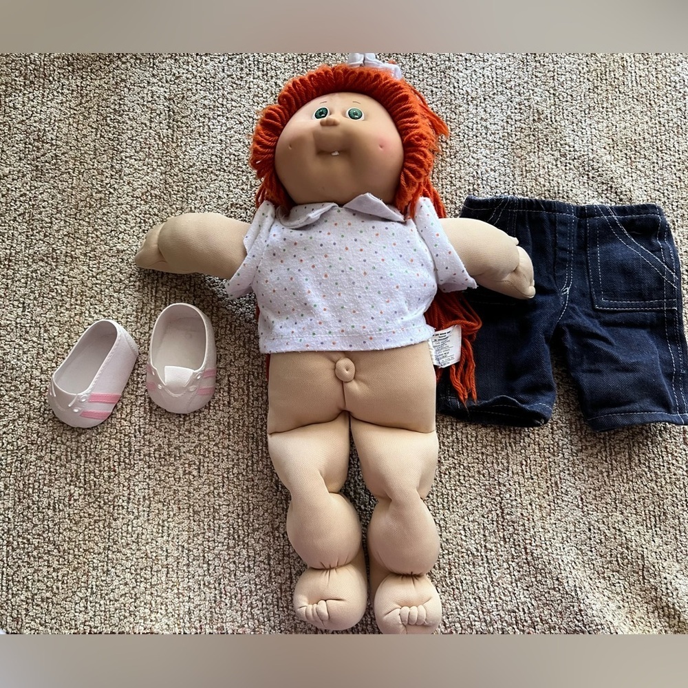 Vtg 1978 1982 Ginger Hair Cabbage Patch Kids Doll & Country Doll Rocking Horse - Picture 5 of 11